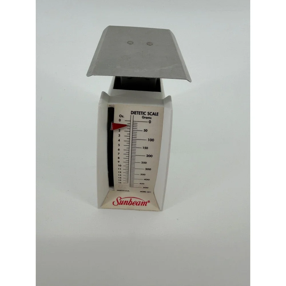 Vintage Sunbeam Dietetic Scale Model 140-1 White Manual Kitchen Food Scale 16oz